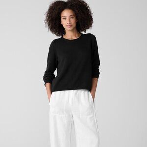 Eileen Fisher Peruvian Organic Cotton Blend Crew Neck Top size M